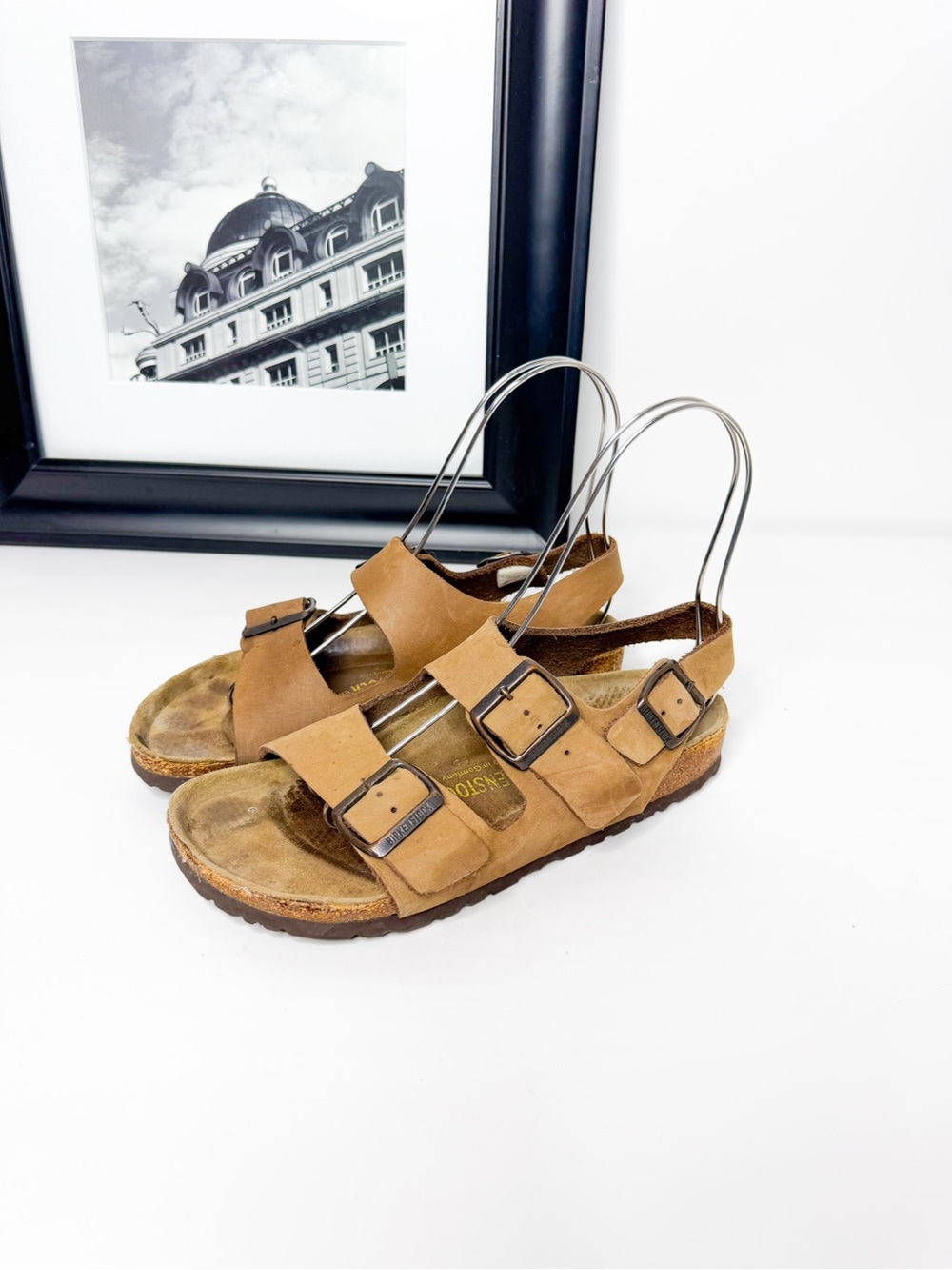 Birkenstock Milano Brown Leather Sandals Adjustable Straps Women’s EU 38